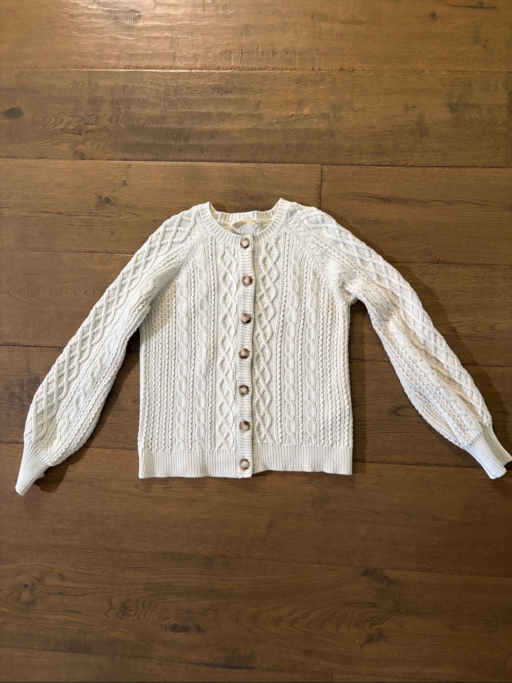 Sezane Cream Cable Knit 100% Cotton Cardigan XS